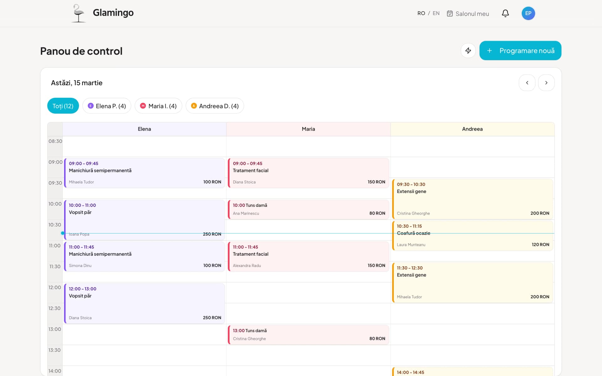 Panou de control Glamingo Pro pentru saloane de beauty